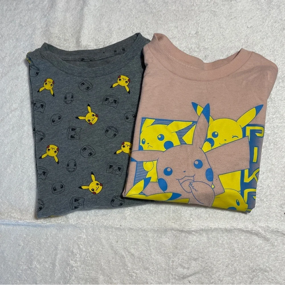 Old Navy Lot‎ Of 2 Pikachu Tee Gender Neutral Kids Size Small/medium Gray Pink